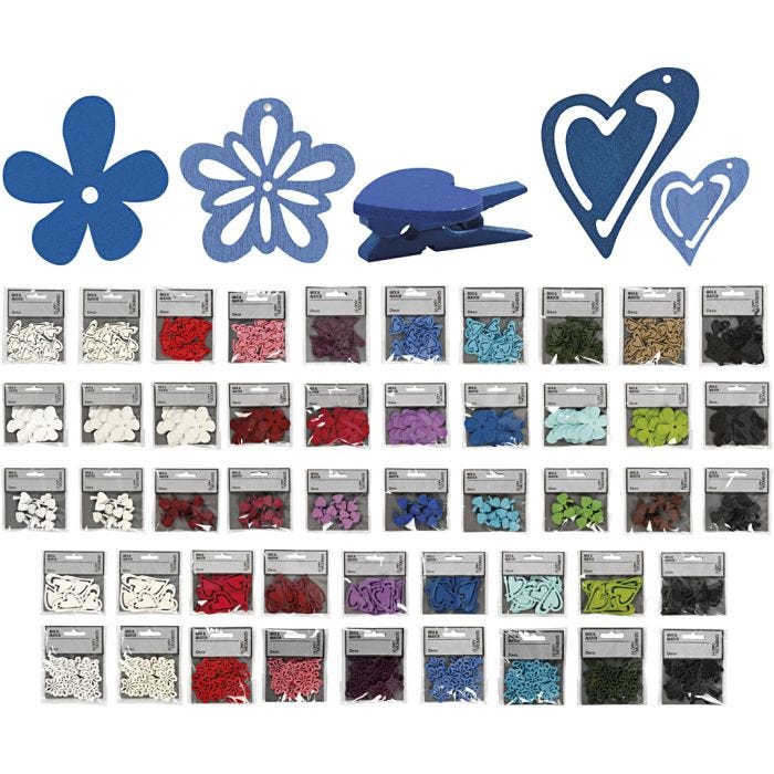 Wood decoration, Content may vary , assorted colours, 50 pack/ 1 pack