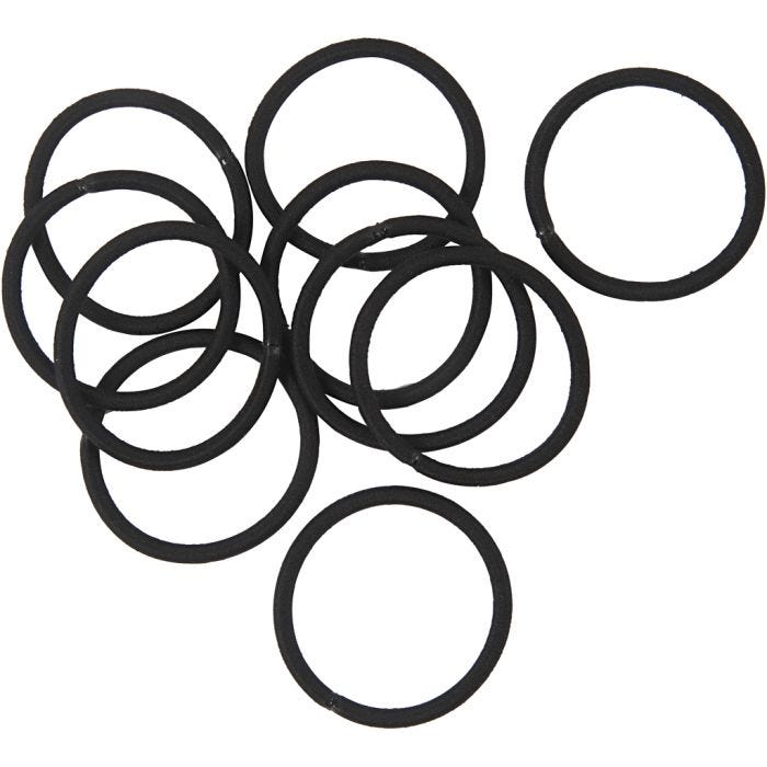Hair elastics, dia. 45 mm, black, 10 pc/ 1 pack