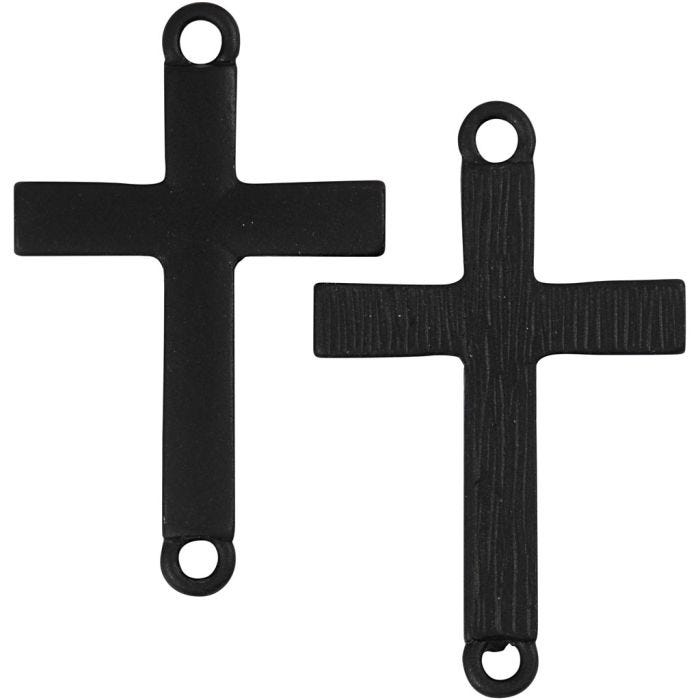 Cross, size 20x30 mm, hole size 2 mm, black, 4 pc/ 1 pack