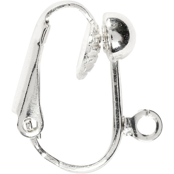 Clip-On Earrings, L: 16,5 mm, W: 1,5 mm, hole size 1,6 mm, silver-plated, 40 pc/ 1 pack