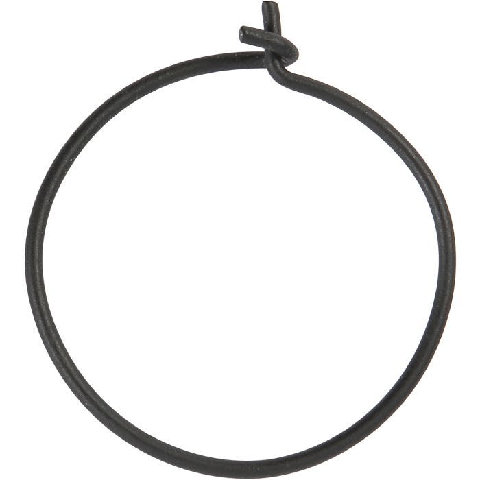 Beading Hoops, dia. 20 mm, black, 8 pc/ 1 pack