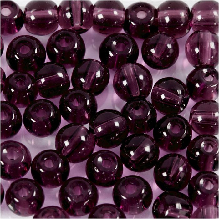 Glass Beads, dia. 4 mm, hole size 1 mm, purple, 45 pc/ 1 pack