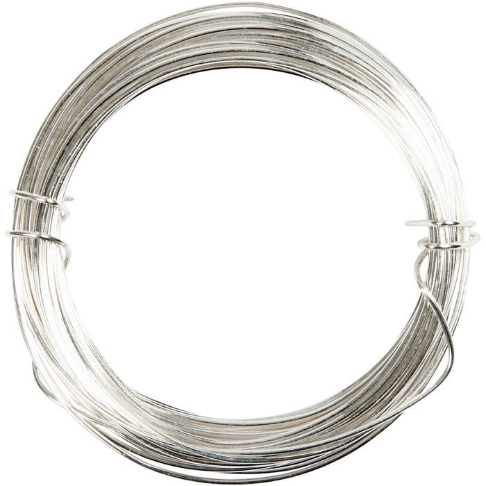 Silver-plated Wire, thickness 0,6 mm, silver-plated, 10 m/ 1 roll