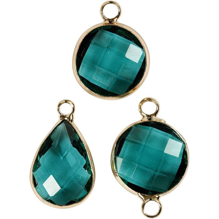Jewellery Pendant, 15-20 mm, 2 mm, green, 1 pack