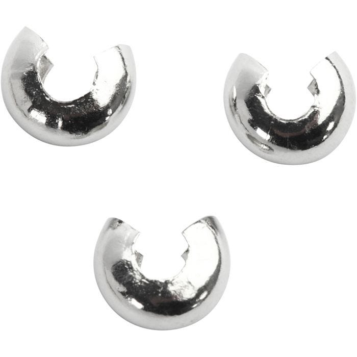 Crimp Bead Cover, dia. 5 mm, silver-plated, 50 pc/ 1 pack