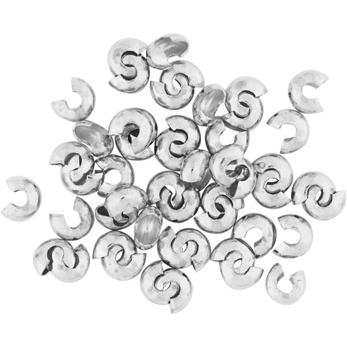 Crimp Bead Cover, dia. 5 mm, silver-plated, 500 pc/ 1 pack