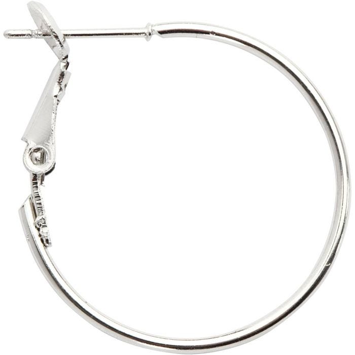 Earrings, dia. 25 mm, silver-plated, 8 pc/ 1 pack
