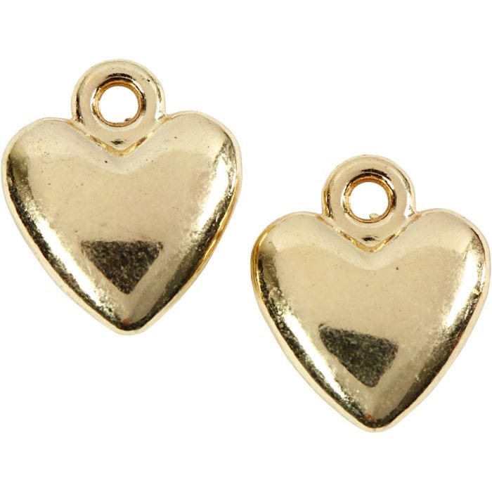 Heart pendant, 13x15 mm, gold-plated, 10pc/ 1 pack