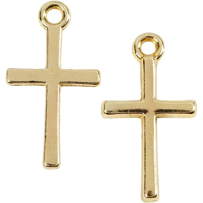 Cross pendant, 10x18 mm, gold-plated, 20pc/ 1 pack