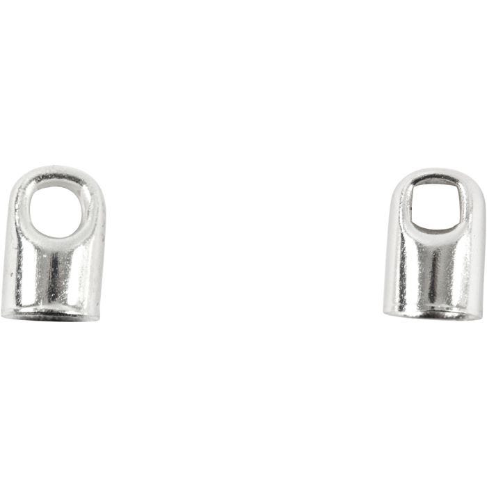 End Caps, L: 7 mm, dia. 4,5 mm, silver-plated, 50 pc/ 1 pack