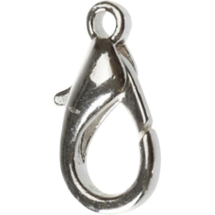 Carabiners, L: 18 mm, silver-plated, 4 pc/ 1 pack