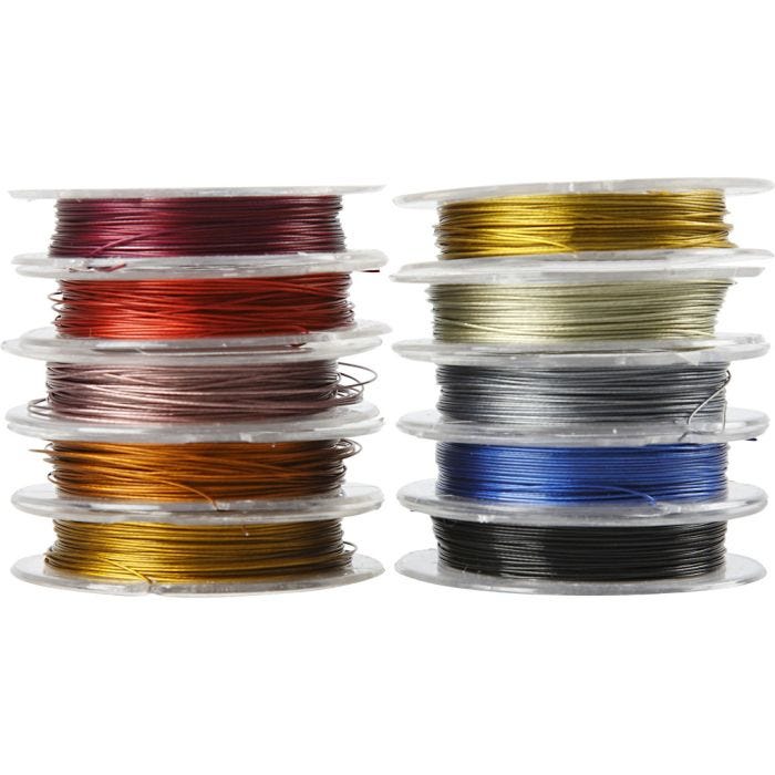 Beading Wire, thickness 0,38 mm, assorted colours, 10 m/ 1 pack