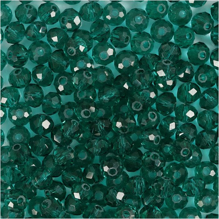 Faceted Beads, size 3x4 mm, hole size 0,8 mm, emerald green, 100 pc/ 1 pack