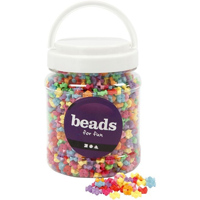 Shape Beads, dia. 9,5 mm, hole size 1,5 mm, assorted colours, 380 g, 700 ml/ 1 tub