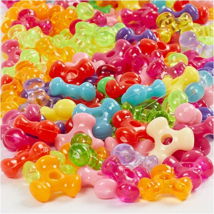 Tri-Beads, dia. 10 mm, hole size 2 mm, 65 g, 125 ml/ 1 pack