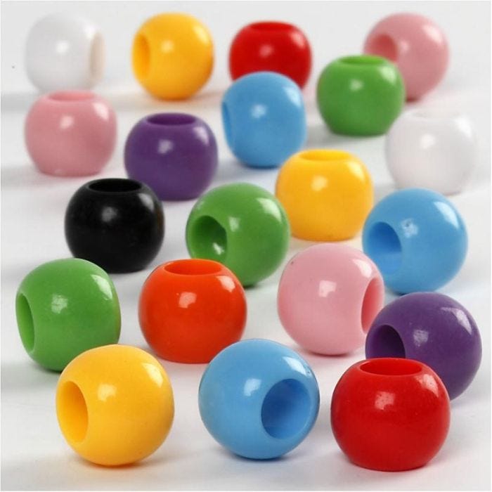 Pony Beads, dia. 10 mm, hole size 4,5 mm, 65 g, 110 ml/ 1 pack