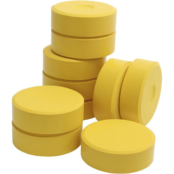 Tempera watercolour paints, H: 19 mm, dia. 57 mm, yellow, 10 pc/ 1 pack