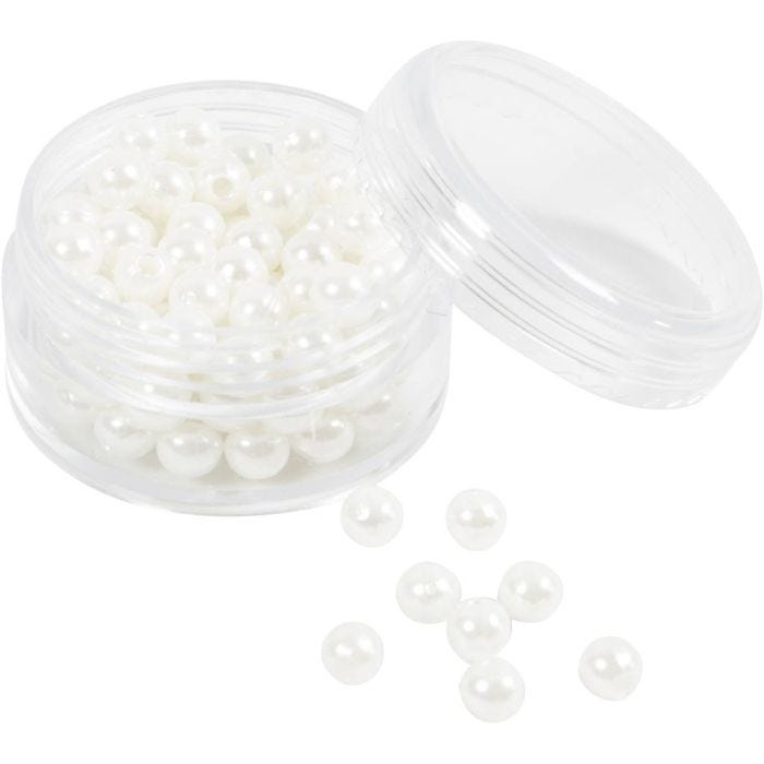 Wax Beads, dia. 5 mm, hole size 1,7 mm, mother-of-pearl, 110 pc/ 1 pack