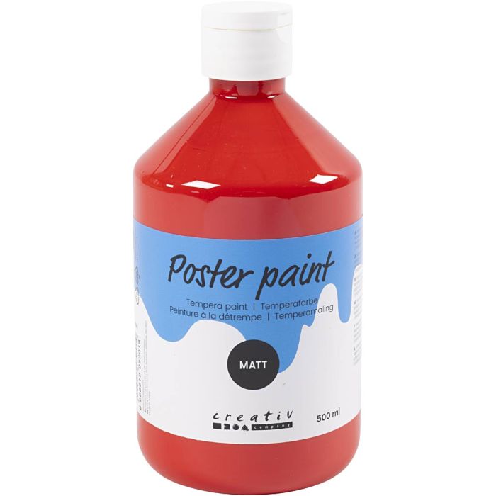 Poster paint Matte, red, 500 ml/ 1 bottle