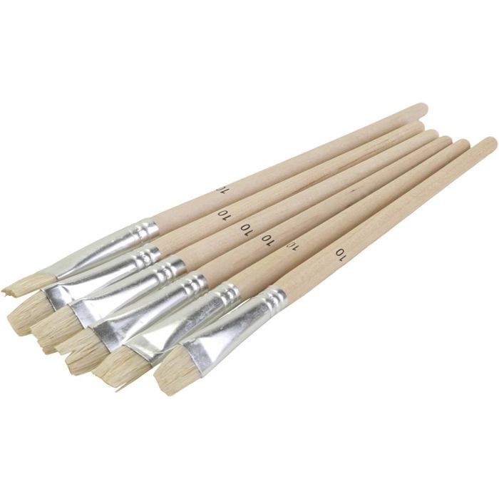 Flat school brushes, no. 10, 6 pc/ 1 bag