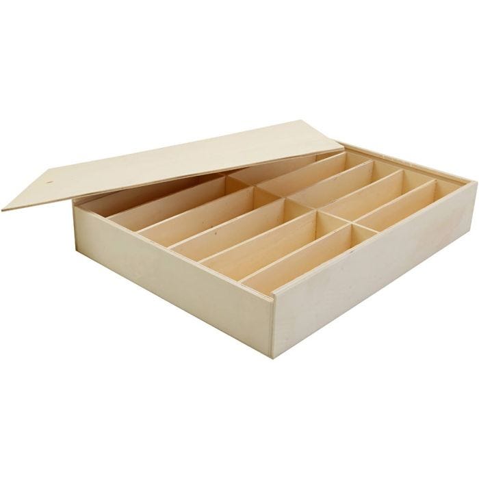 Wooden box with lid, size 29x37x6,5 cm, 1 pc