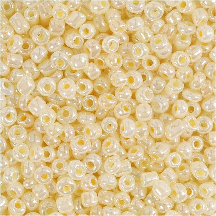 Rocaille Seed Beads, dia. 3 mm, size 8/0, hole size 0,6-1,0 mm, ivory, 25 g/ 1 pack
