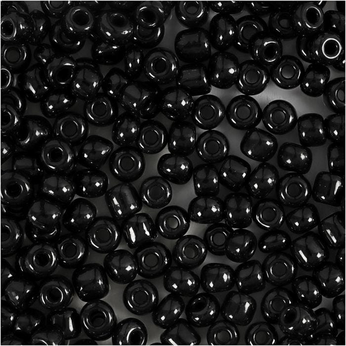 Rocaille Seed Beads, dia. 4 mm, size 6/0, hole size 0,9-1,2 mm, black, 25 g/ 1 pack