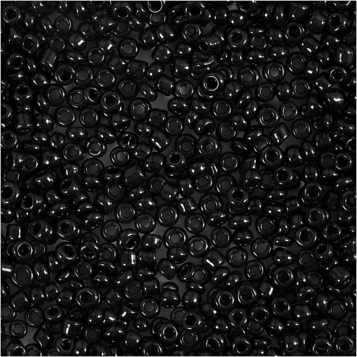 Rocaille Seed Beads, dia. 2 mm, size 12/0, hole size 0,8 mm, black, 25 g/ 1 pack