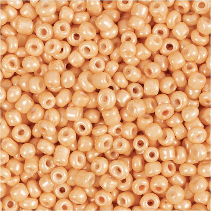 Seed Beads, dia. 3 mm, size 8/0, hole size 0,6-1,0 mm, peach, 25 g/ 1 pack