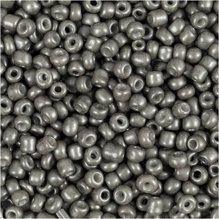 Seed Beads, dia. 3 mm, size 8/0, hole size 0,6-1,0 mm, grey, 25 g/ 1 pack