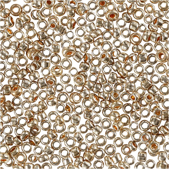 Seed Beads, dia. 1,7 mm, size 15/0, hole size 0,5-0,8 mm, rose gold, 25 g/ 1 pack
