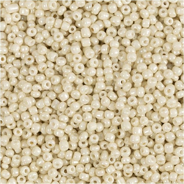 Rocaille Seed Beads, dia. 1,7 mm, size 15/0, hole size 0,5-0,8 mm, off white, 25 g/ 1 pack