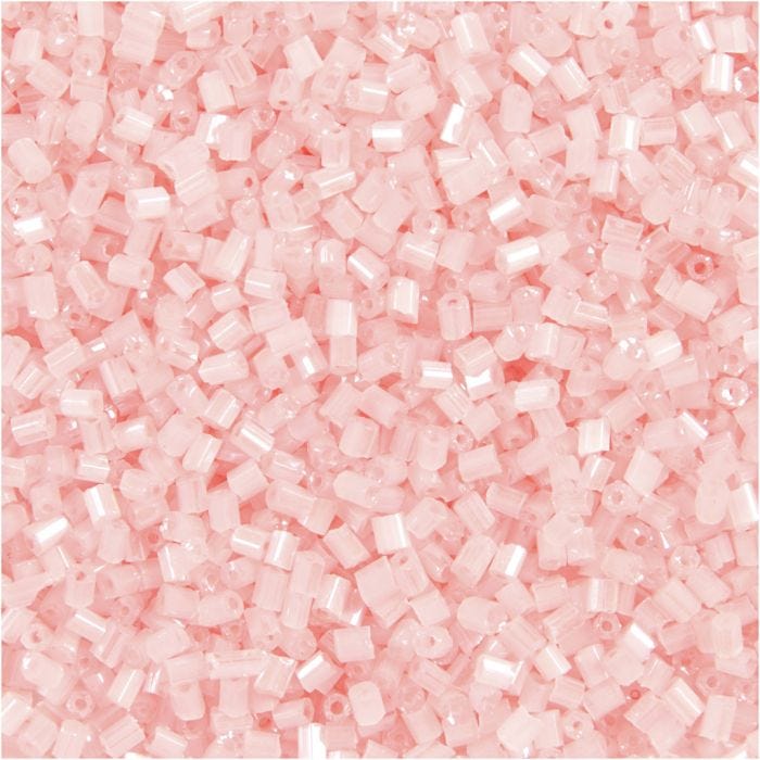 Rocaille Seed Beads 2-cut, dia. 1,7 mm, size 15/0, hole size 0,5 mm, transparent rose, 25 g/ 1 pack