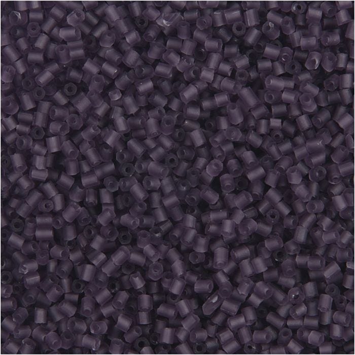 Rocaille Seed Beads 2-cut, dia. 1,7 mm, size 15/0, hole size 0,5 mm, frosted purple, 25 g/ 1 pack