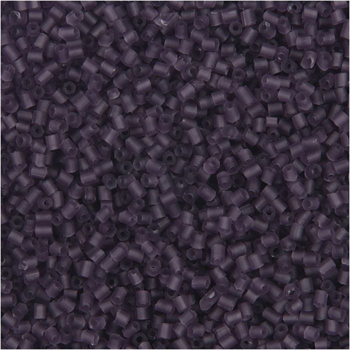 Rocaille Seed Beads 2-cut, dia. 1,7 mm, size 15/0 , hole size 0,5 mm, frosted purple, 25 g/ 1 pack