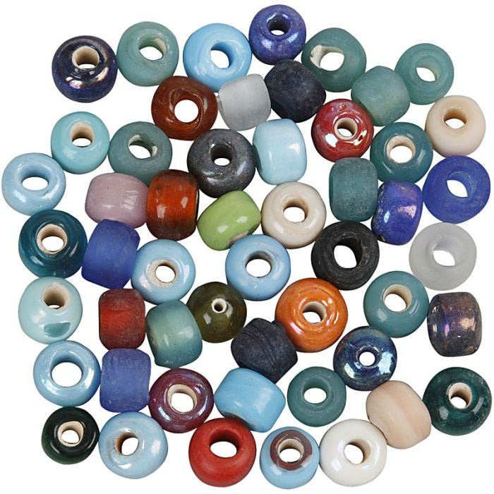 Glass Bead Mix, dia. 9 mm, hole size 2,5-3 mm, assorted colours, 500 g/ 1 pack