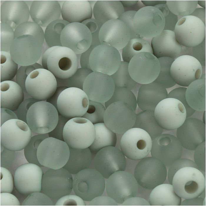 Plastic Beads, dia. 6 mm, hole size 2 mm, ca. 150 pc, light green, 40 g/ 1 pack