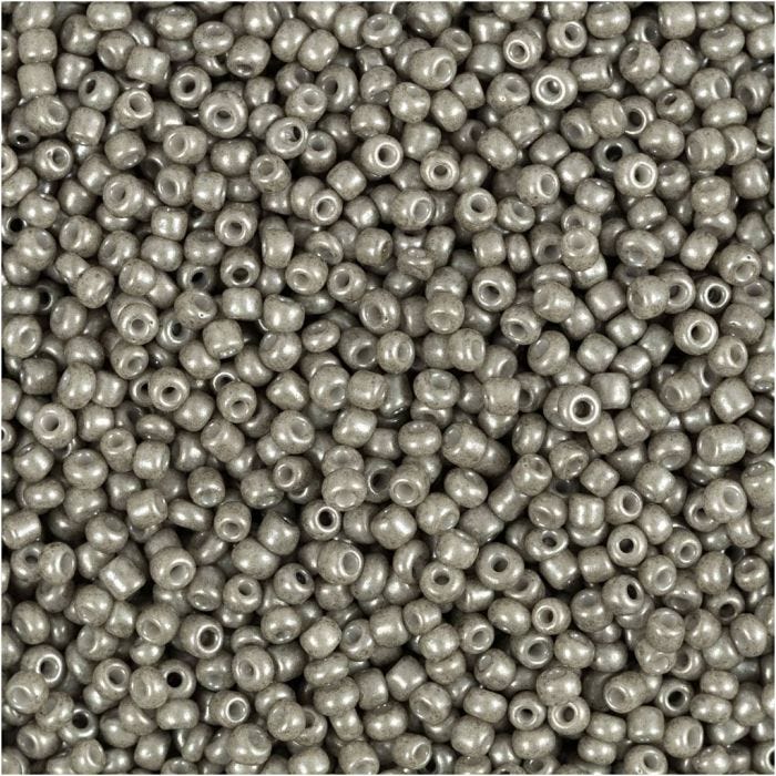 Rocaille Seed Beads, dia. 1,7 mm, size 15/0, hole size 0,5-0,8 mm, light grey, 25 g/ 1 pack