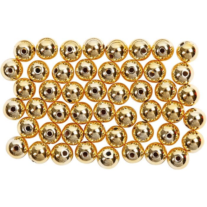 Wax Beads, dia. 5 mm, hole size 0,7 mm, gold, 100 pc/ 1 pack