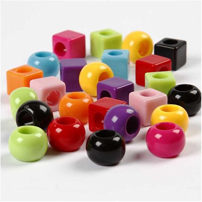 Plastic Beads, size 11 mm, hole size 7 mm, assorted colours, 75 g, 150 ml/ 1 pack