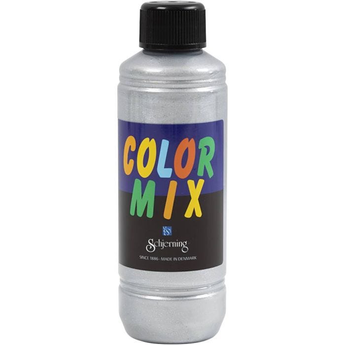 Glitter Paint, silver, 250 ml/ 1 bottle