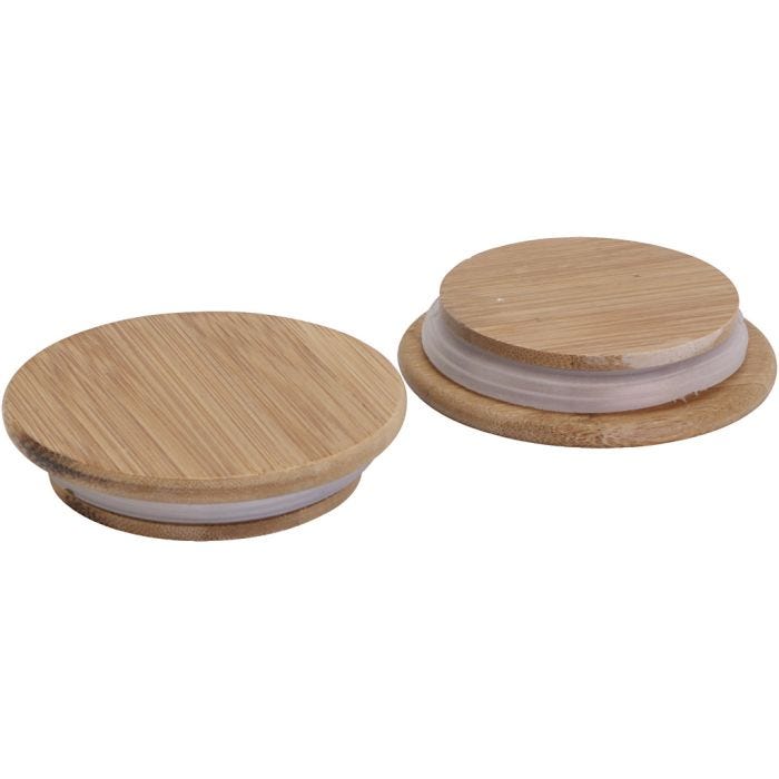 Wooden lid with rubber seal, dia. 9 cm, 12 pc/ 1 pack