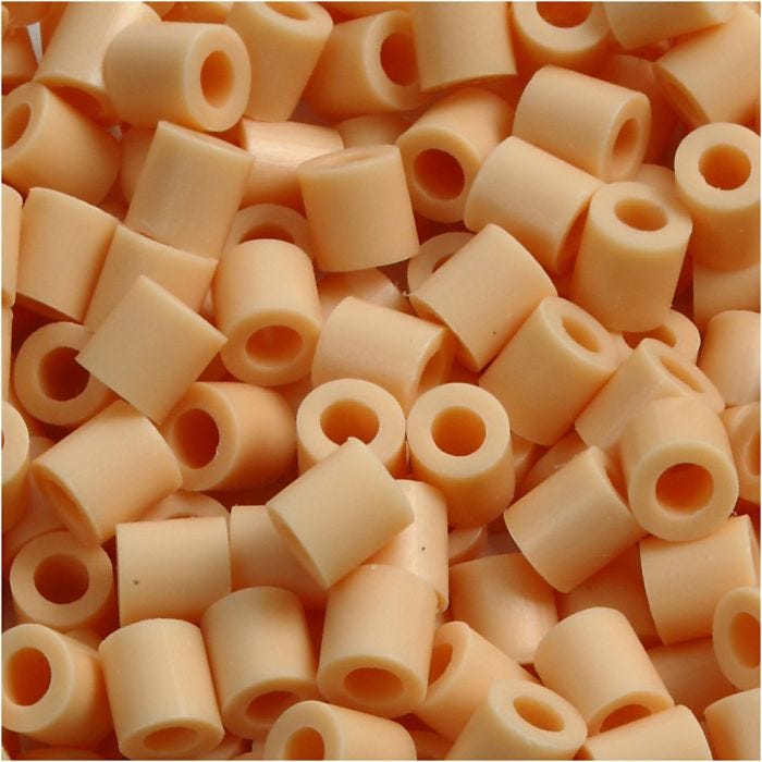 Fuse Beads, size 5x5 mm, hole size 2,5 mm, medium, light beige (32228), 1100 pc/ 1 pack