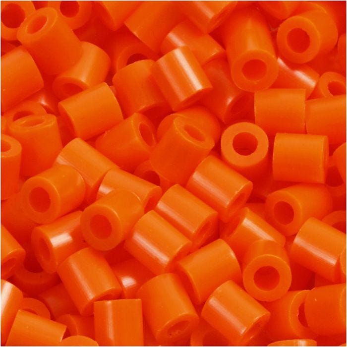 Fuse Beads, size 5x5 mm, hole size 2,5 mm, medium, clear orange (32233), 6000 pc/ 1 pack
