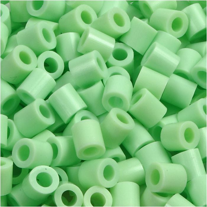 Fuse Beads, size 5x5 mm, hole size 2,5 mm, medium, pastel green (32252), 1100 pc/ 1 pack