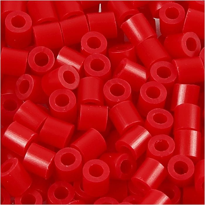 Fuse Beads, size 5x5 mm, hole size 2,5 mm, medium, red (32231), 1100 pc/ 1 pack