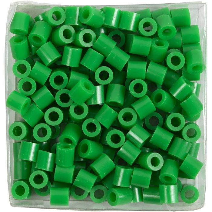 Fuse Beads, size 5x5 mm, hole size 2,5 mm, medium, green (32230), 1100 pc/ 1 pack