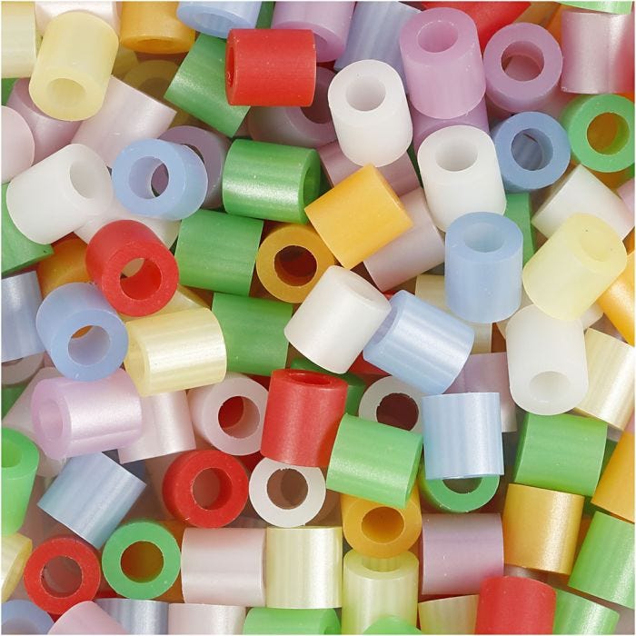 Fuse Beads, size 5x5 mm, hole size 2,5 mm, medium, mother of pearl colours, 5000 asstd./ 1 bucket