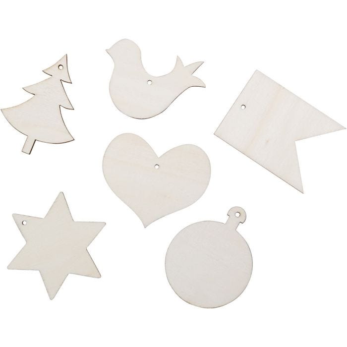 Wooden figures for decoration, size 6x6 cm, 24 pc/ 1 pack