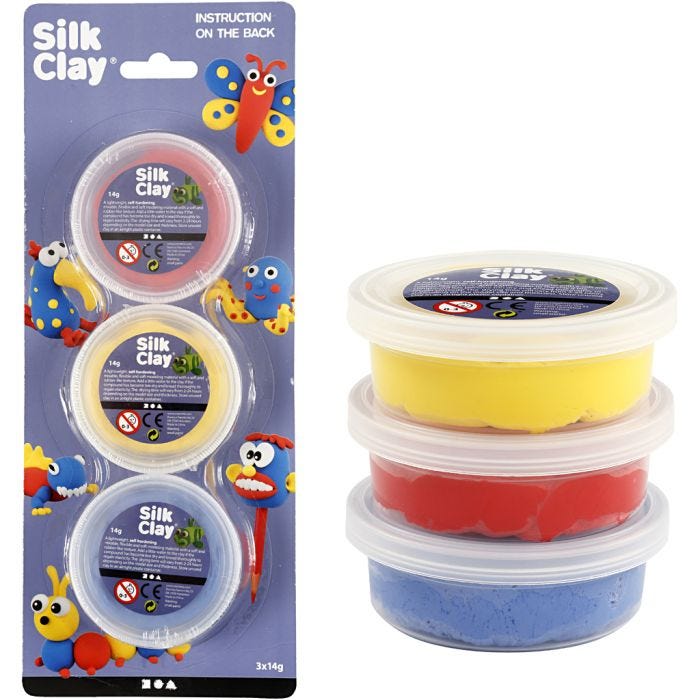 Silk Clay®, blue, red, yellow, 3x14g/ 1 pack